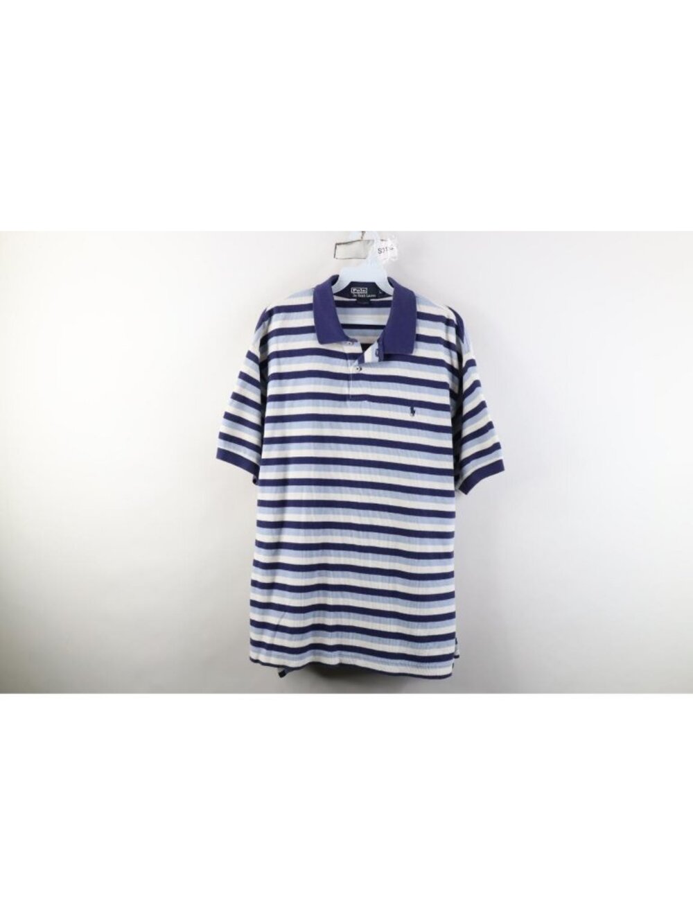 Vintage 90s Ralph Lauren Mens Large Striped Color Block Thermal Knit Golf Polo